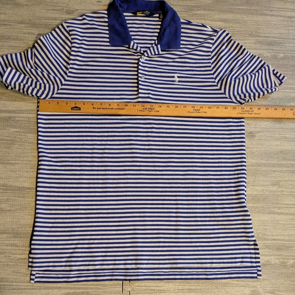 Men’s Ralph Lauren Golf, Short Sleeve Polo, Blue & White Striped, Summer, Sz XL - Picture 10 of 16